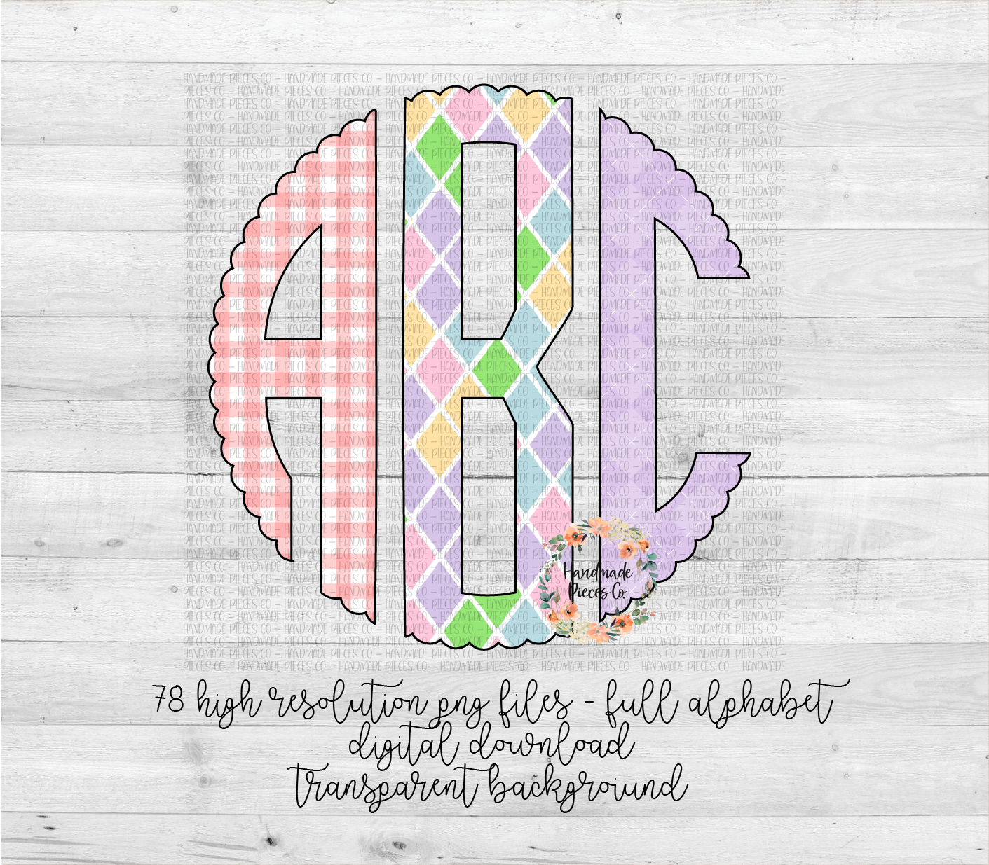 Easter Trio Monogram, Plaid - Multiple Styles - Digital Download