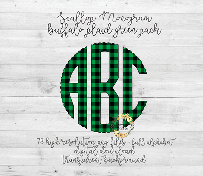 Buffalo Plaid, Green Monogram - Multiple Styles - Digital Download