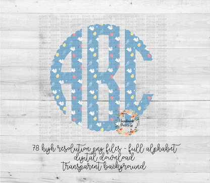 Easter Bunny Monogram - Multiple Styles - Digital Download