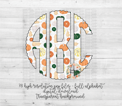 Fall Pumpkins Monogram - Multiple Styles - Digital Download