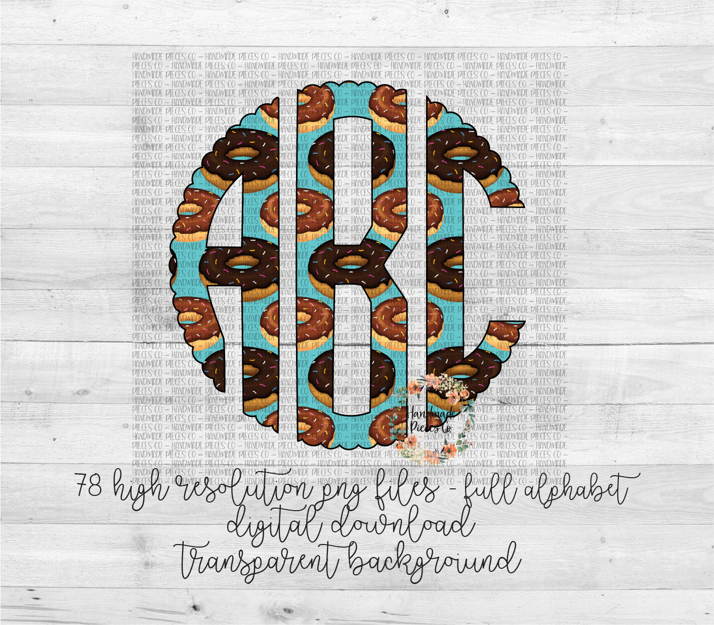 Donuts Monogram, 1 - Multiple Styles - Digital Download