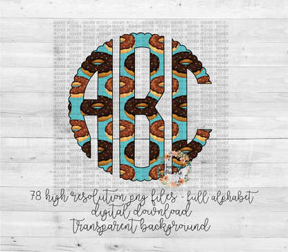 Donuts Monogram, 1 - Multiple Styles - Digital Download