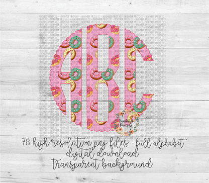 Donuts Monogram, 2 - Multiple Styles - Digital Download