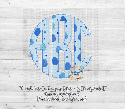 Easter Egg, Blue Monogram - Multiple Styles - Digital Download