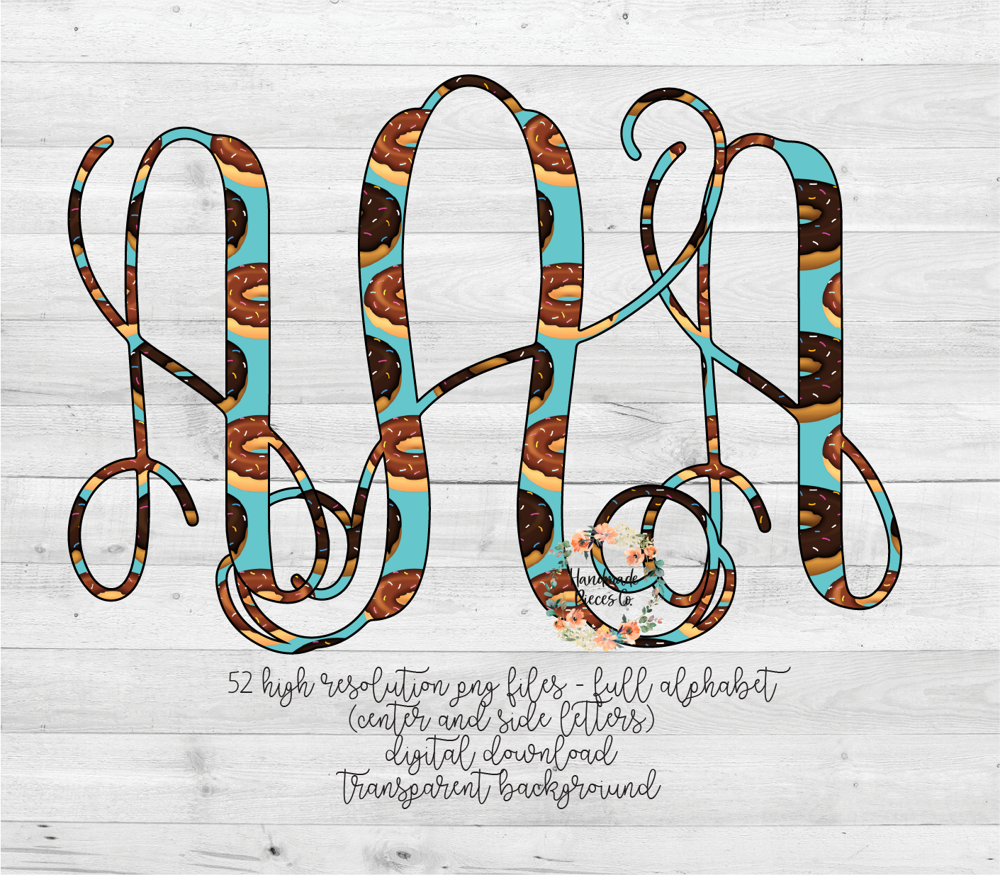 Donuts Monogram, 1 - Multiple Styles - Digital Download