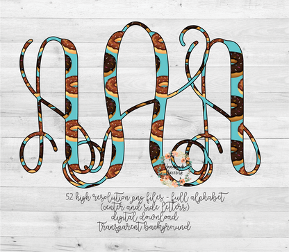 Donuts Monogram, 1 - Multiple Styles - Digital Download