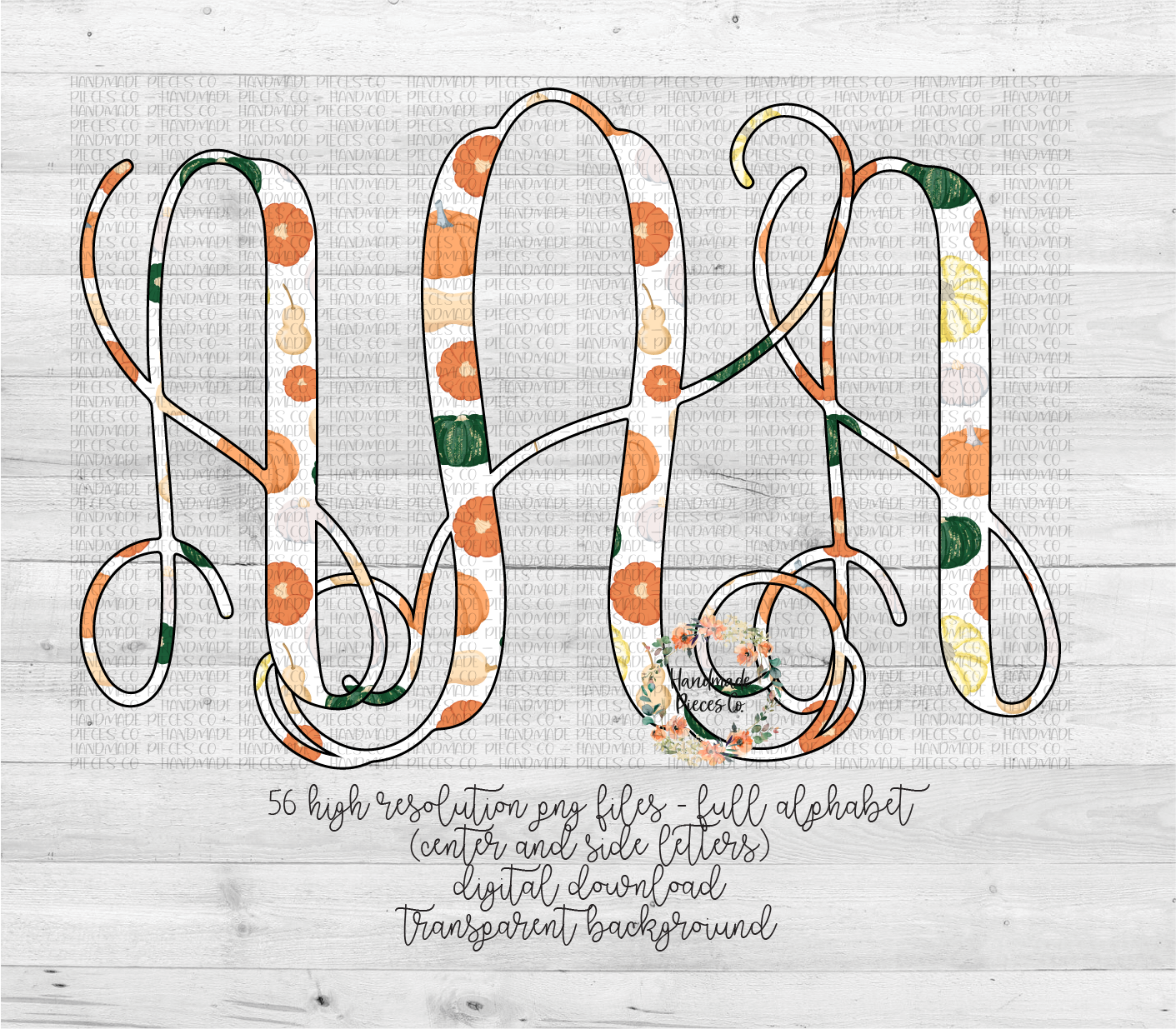 Fall Pumpkins Monogram - Multiple Styles - Digital Download