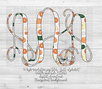 Fall Pumpkins Monogram - Multiple Styles - Digital Download