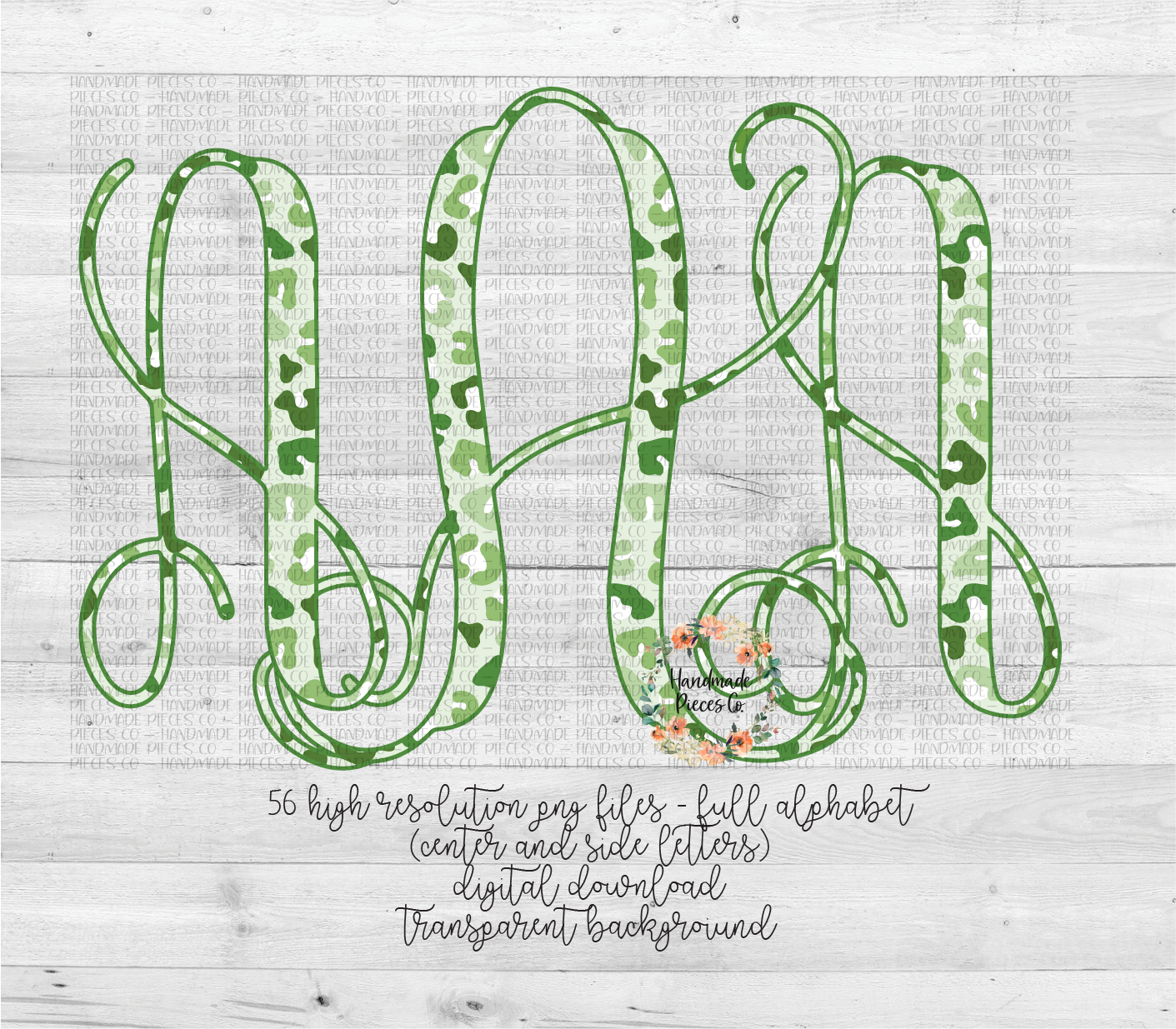 Leopard Monogram, Green Multicolor - Multiple Styles - Digital Download