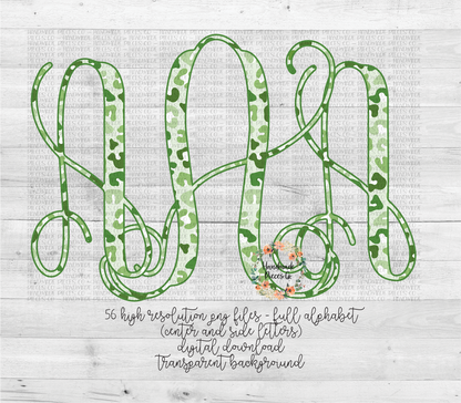 Leopard Monogram, Green Multicolor - Multiple Styles - Digital Download