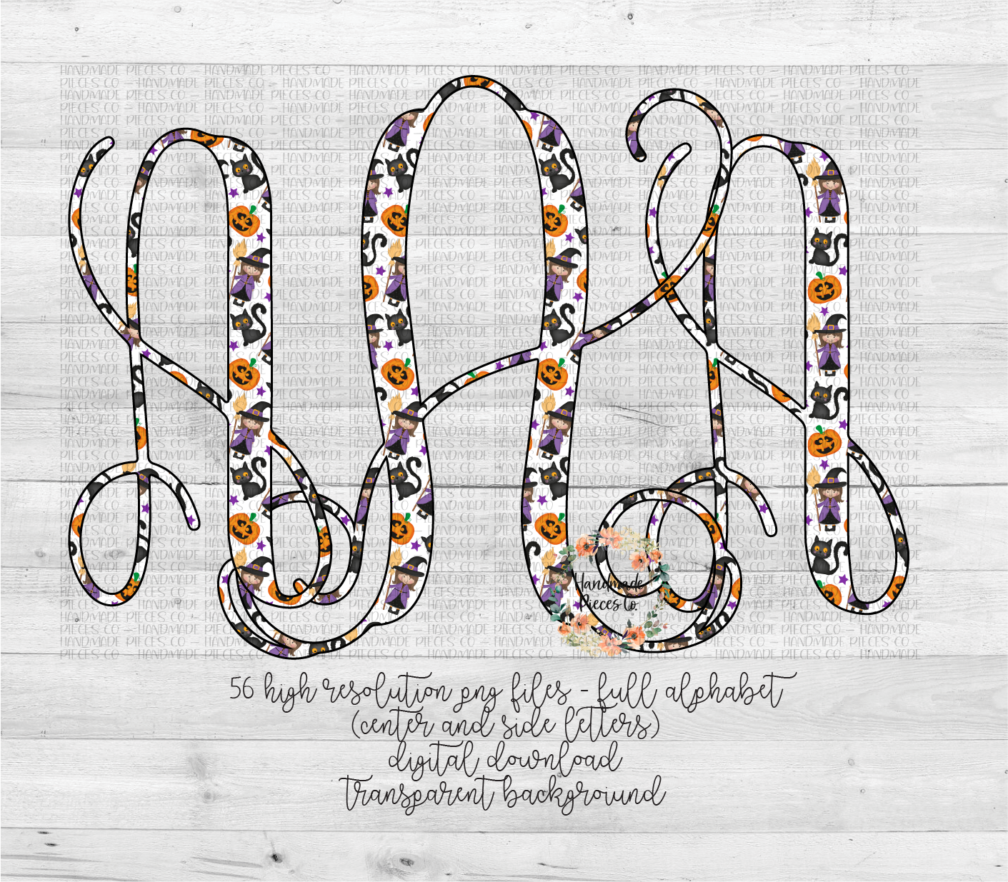 Halloween Monogram, Pattern 2 - Multiple Styles - Digital Download