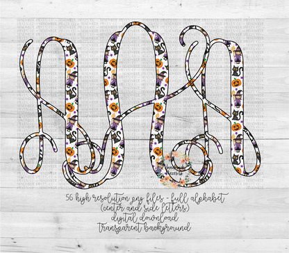 Halloween Monogram, Pattern 2 - Multiple Styles - Digital Download