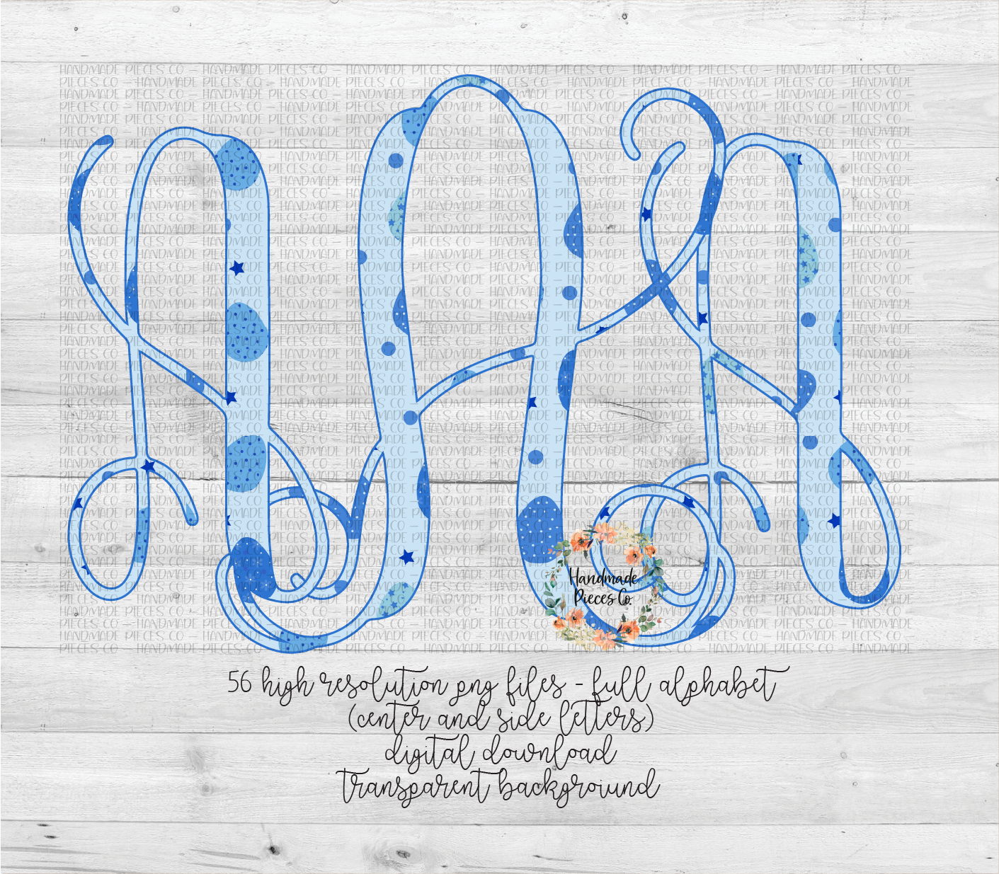 Easter Egg, Blue Monogram - Multiple Styles - Digital Download