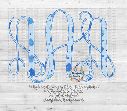 Easter Egg, Blue Monogram - Multiple Styles - Digital Download