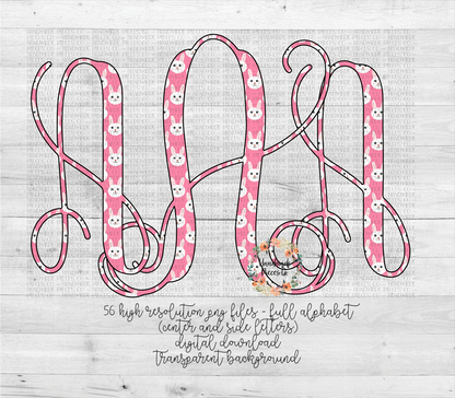 Easter Monogram, Pink Bunny - Multiple Styles - Digital Download