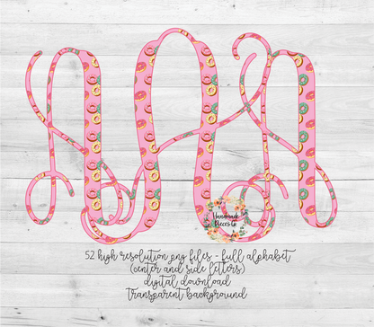 Donuts Monogram, 2 Small Print - Multiple Styles - Digital Download