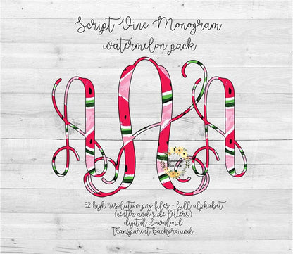 Watermelon Monogram - Multiple Styles - Digital Download