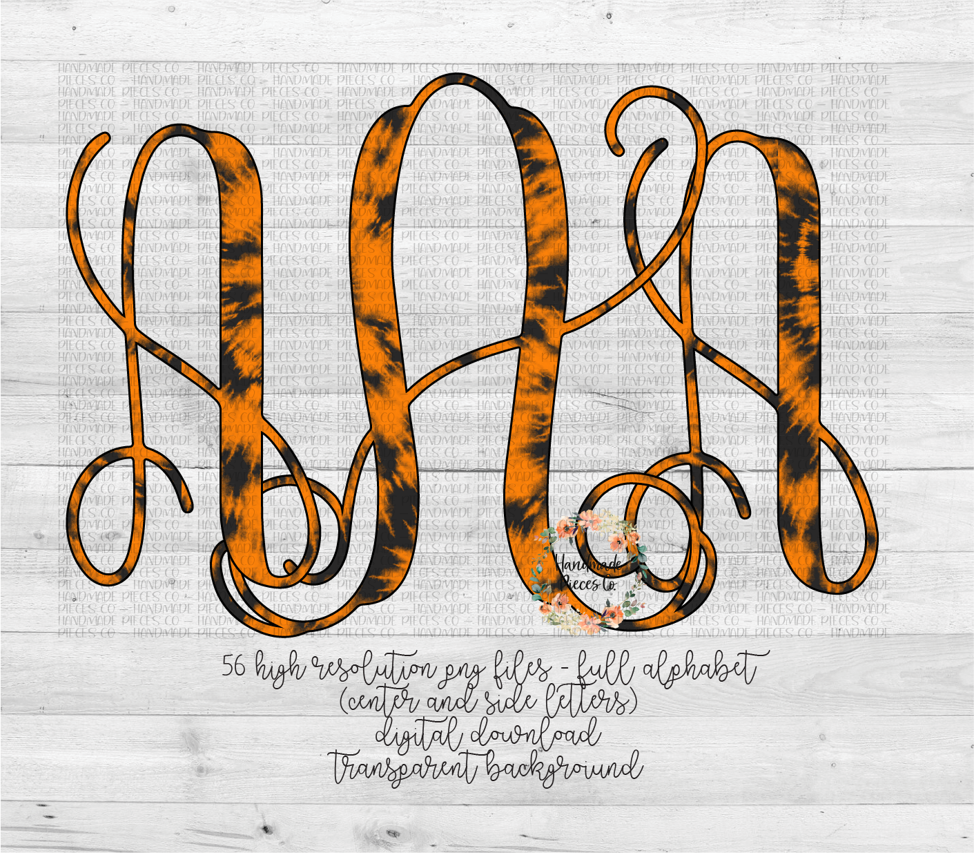 Halloween Tie Dye Monogram, Orange - Multiple Styles - Digital Download