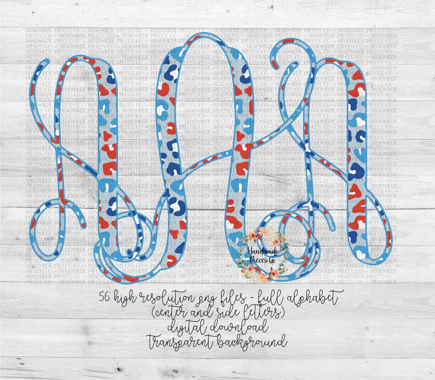 Patriotic Leopard Monogram, Version 1 - Multiple Styles - Digital Download