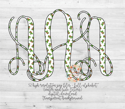 Christmas Mistletoe Monogram- Multiple Styles - Digital Download