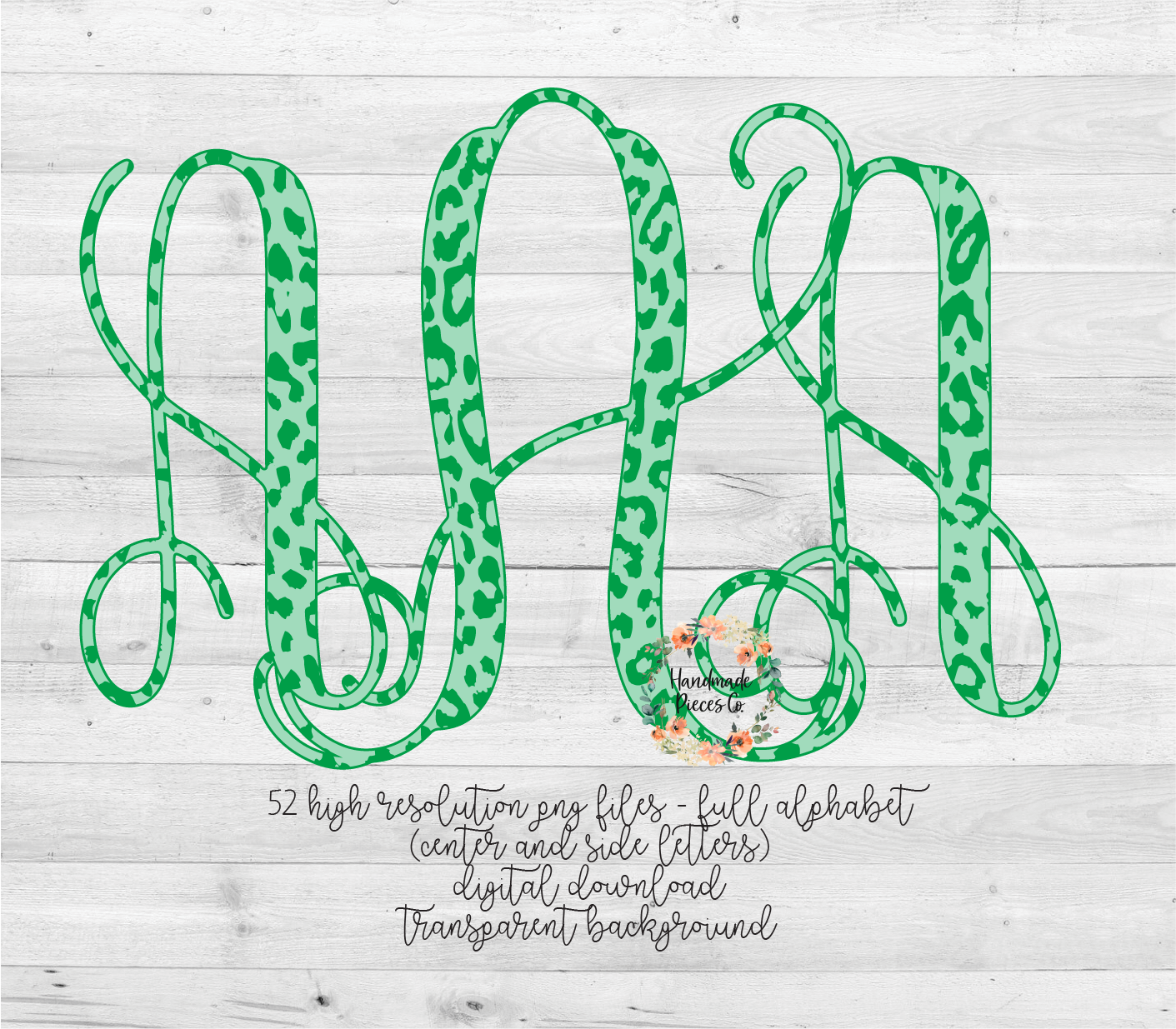 Cheetah, Green Monogram - Multiple Styles - Digital Download