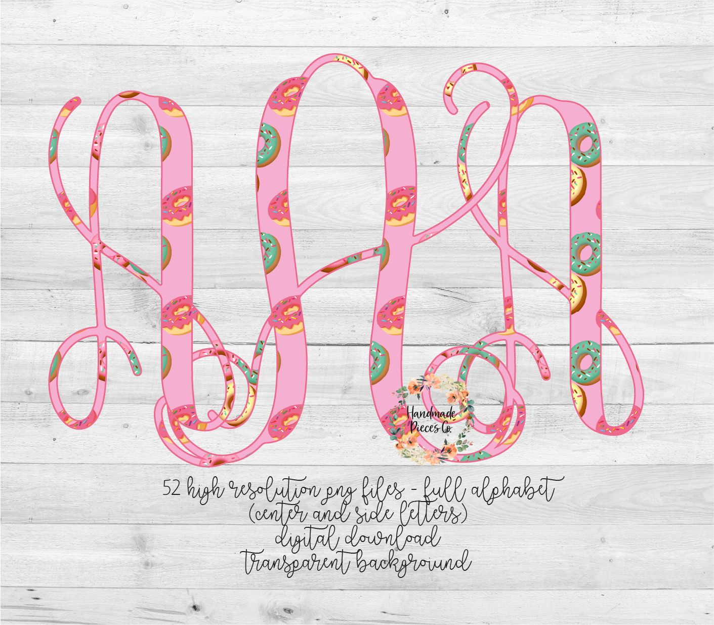 Donuts Monogram, 2 - Multiple Styles - Digital Download