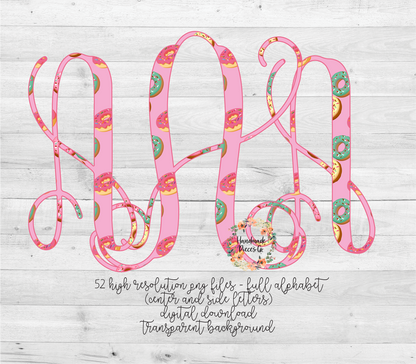 Donuts Monogram, 2 - Multiple Styles - Digital Download