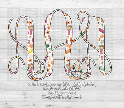 Fall Collage Monogram - Multiple Styles - Digital Download