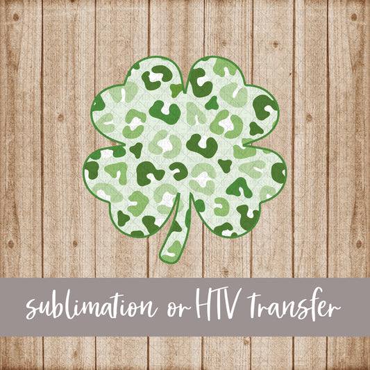 Shamrock, Green Leopard Pattern  - Sublimation or HTV Transfer