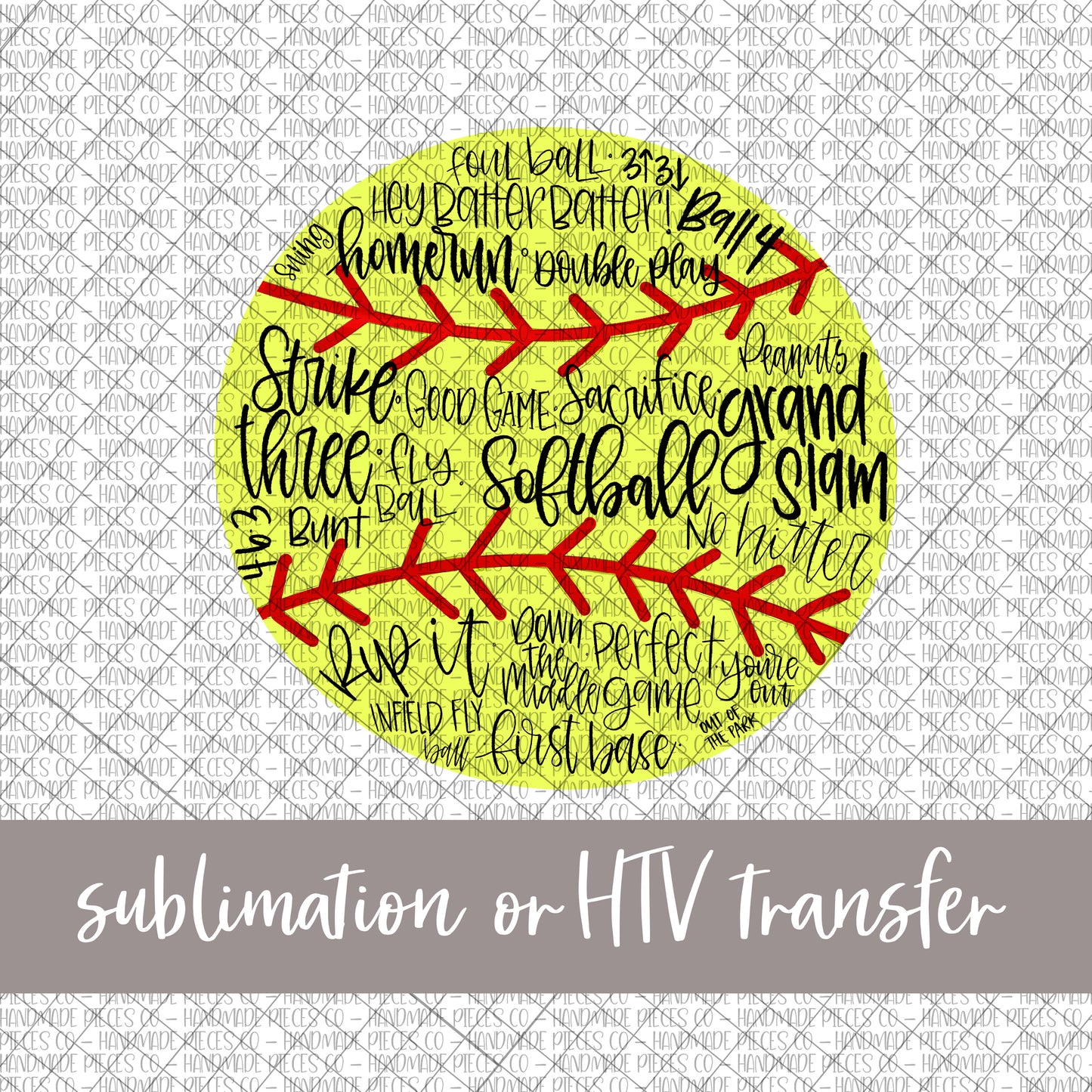 Softball, Word Art - Sublimation or HTV Transfer