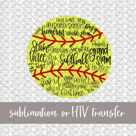 Softball, Word Art - Sublimation or HTV Transfer