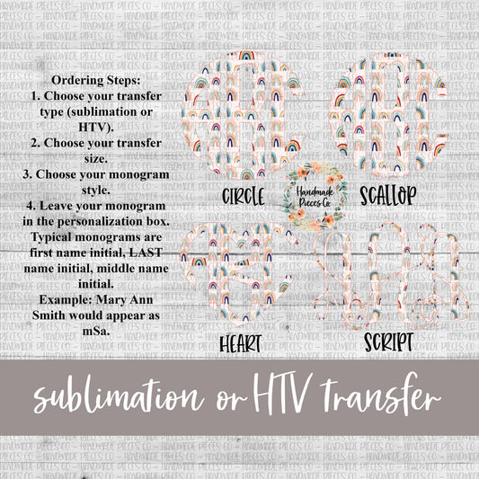 Rainbow Monogram - Sublimation or HTV Transfer