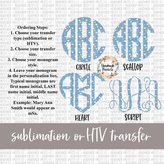 Easter Bunny Monogram - Sublimation or HTV Transfer