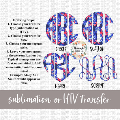 Seashell and Starfish Monogram - Sublimation or HTV Transfer