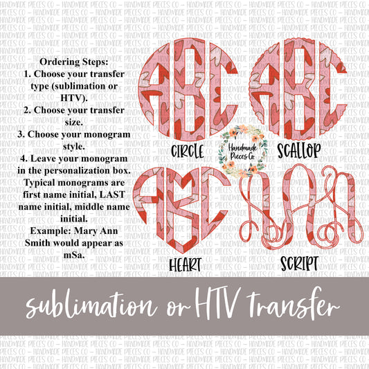 Heart Doodle Monogram - Sublimation or HTV Transfer