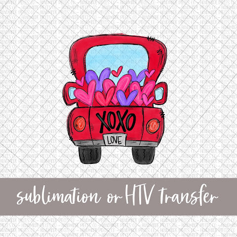 Valentine's Truck, Red XOXO - Sublimation or HTV Transfer